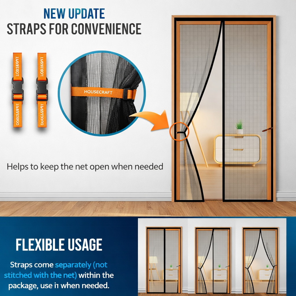Zoomshiper™ Magnetic Mosquito Net Door – Hands-Free Auto Closing Mesh Curtain