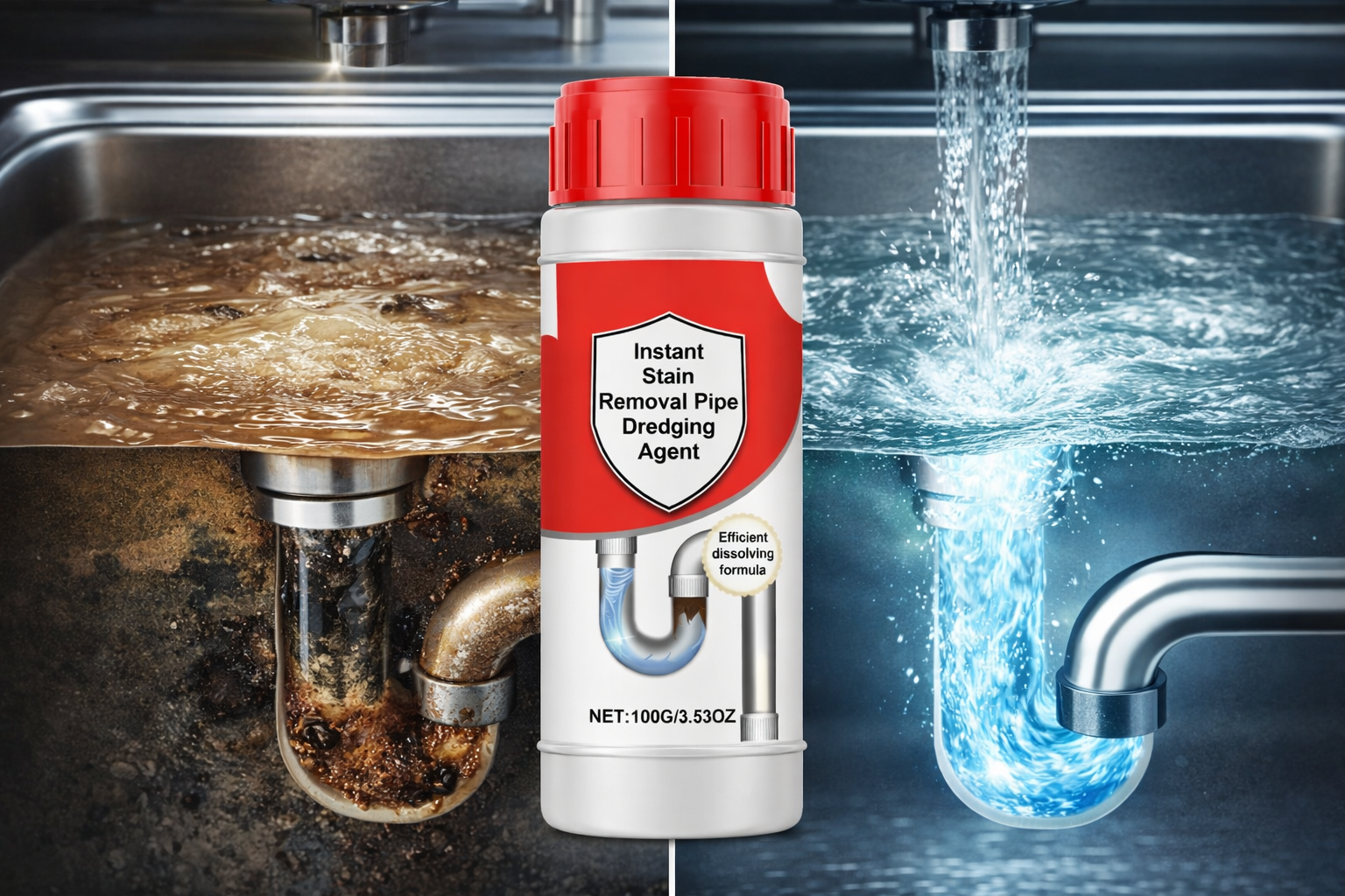 Zoomshiper™ Turbo Drain Cleaner Powder – Powerful Pipe & Sink Block Remover